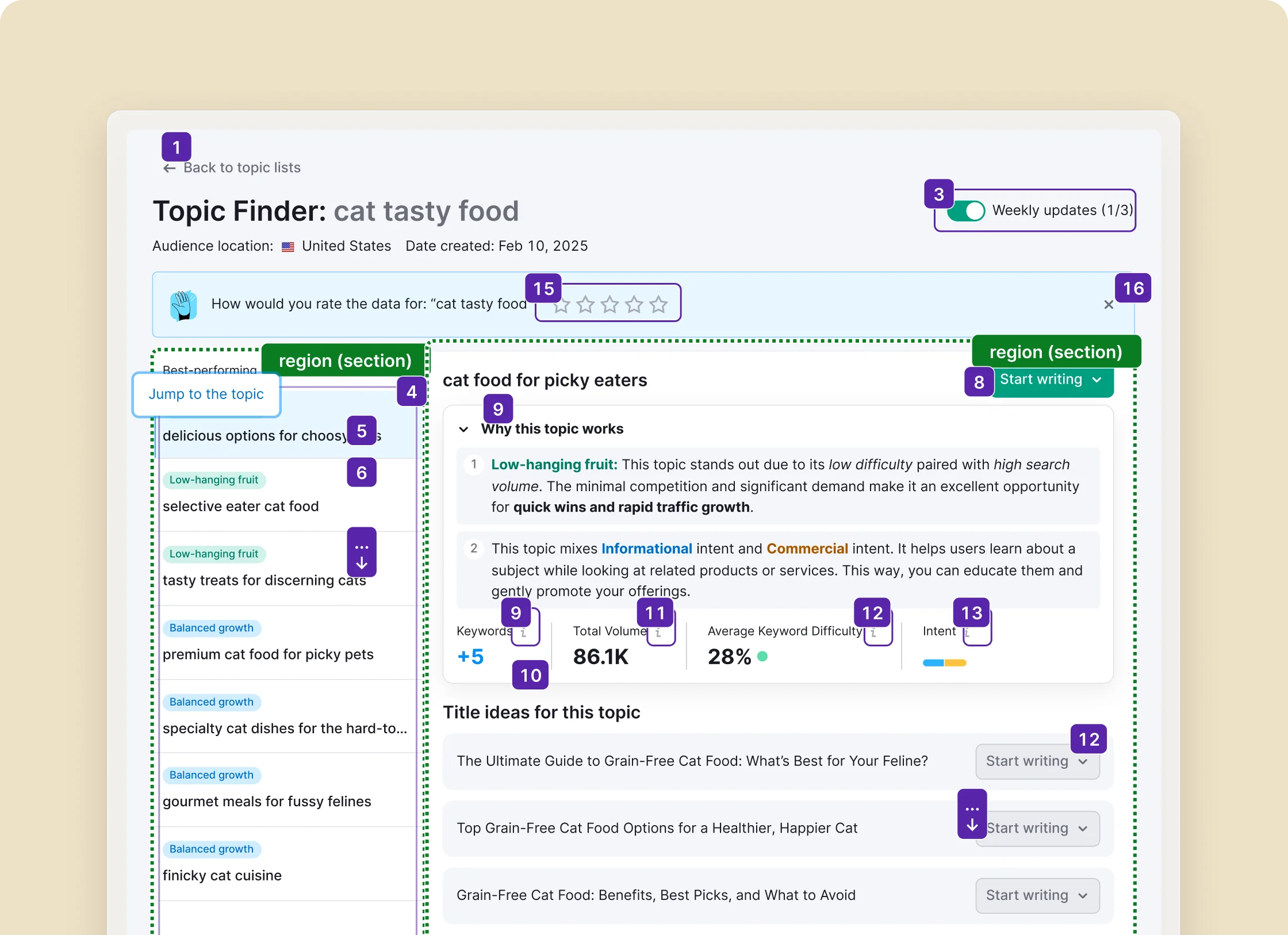Topic Finder accessibility refinements
