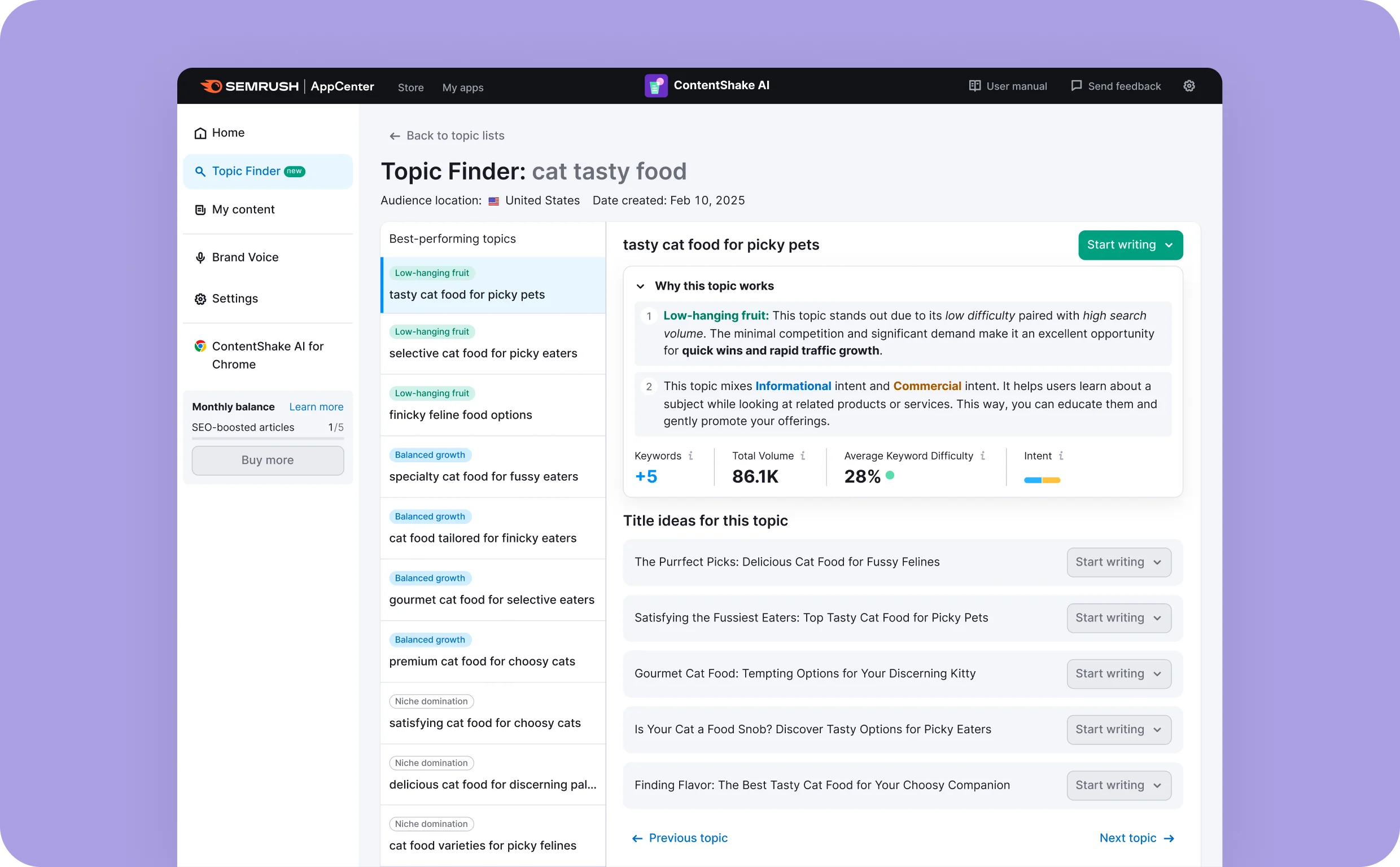 Topic Finder — From "I Don't Know What to Write About" to Actionable Ideas project